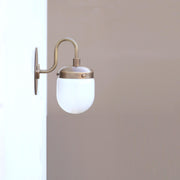 Brass Gooseneck Wall Sconce with Opal Capsule Shade