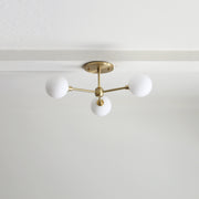Brass Sputnik Chandelier with Opal Globes