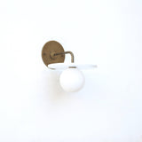 Brass Wall Sconce with Alabaster Disc and Opal Globe