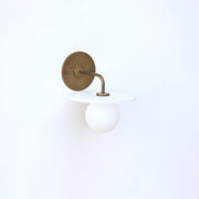 Brass Wall Sconce with Alabaster Disc and Opal Globe
