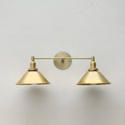 Brass Wall Sconce with Cone Shades