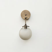 Brass Wall Sconce with Hand-Cut Frosted Glass Globe