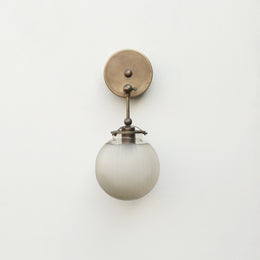 Brass Wall Sconce with Hand-Cut Frosted Glass Globe