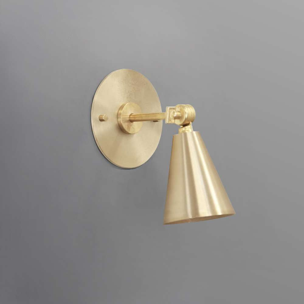 Thin Canopy Brass Flared Shade Modern Minimal Brass Sconce