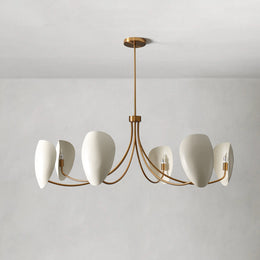 Brevin Antique Brass Petal Shade Chandelier 6-Light