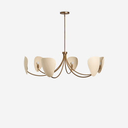Brevin Antique Brass Petal Shade Chandelier 6-Light