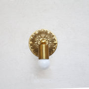 Cast Brass Wall Sconce with Embossed Back Plate