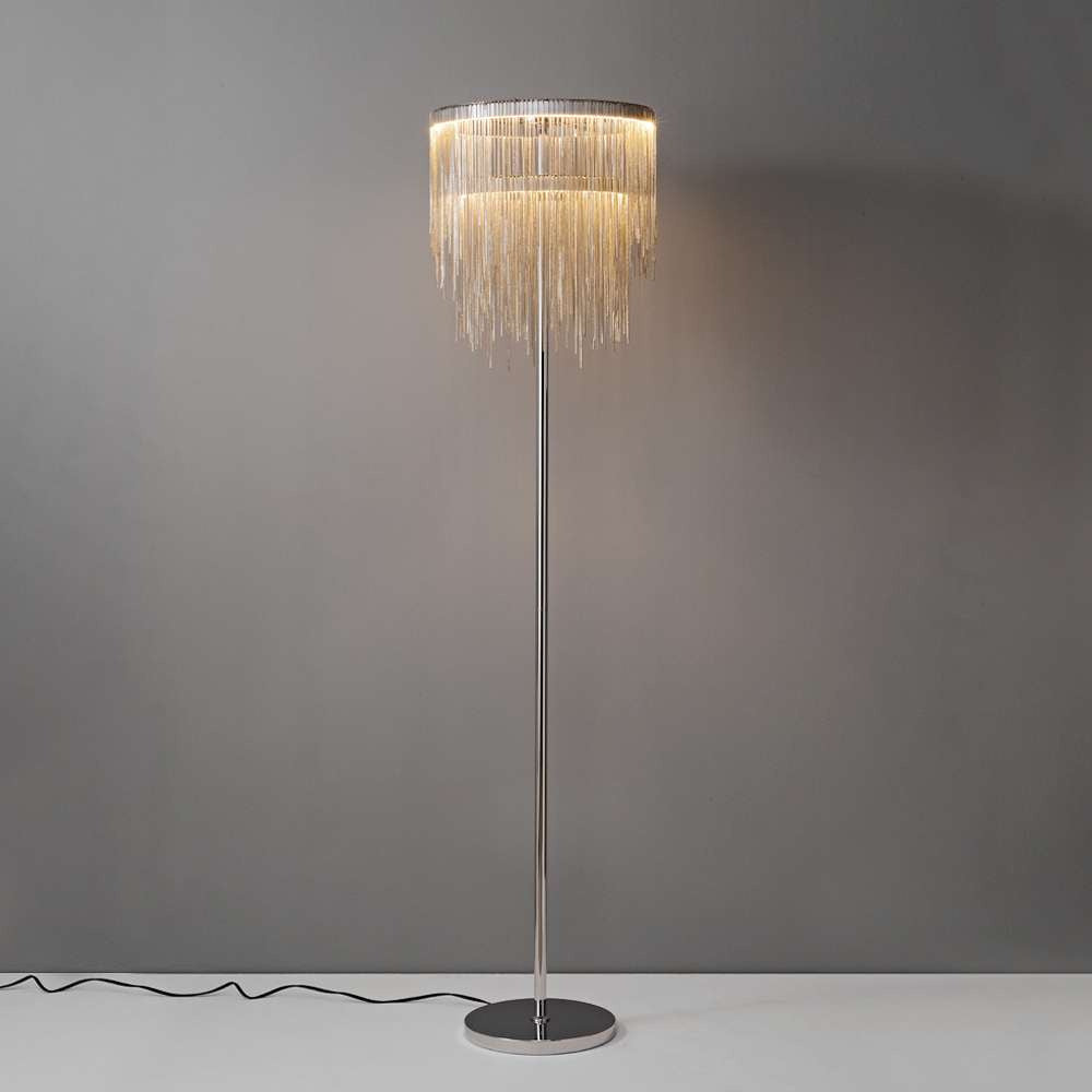 Chrome Tassel Round Shade Minimalist LED Floor Lamp