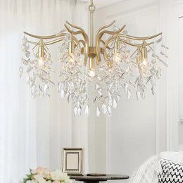 Elegant tiered Crystal Chandelier in Champagne Gold – Modern Crystal Chandelier Design