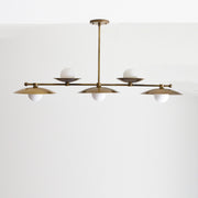 Five-Light Linear Brass Chandelier