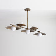 Five-Light Linear Brass Chandelier
