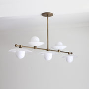 Five-Light Linear Brass Chandelier