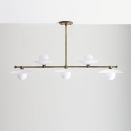 Five-Light Linear Chandelier with Flared Opal Glass Shades