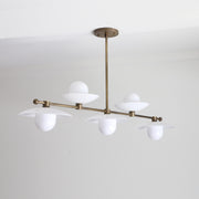 Five-Light Linear Chandelier with Flared Opal Glass Shades