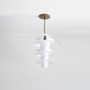 Five-Light Linear Chandelier with Flared Opal Glass Shades