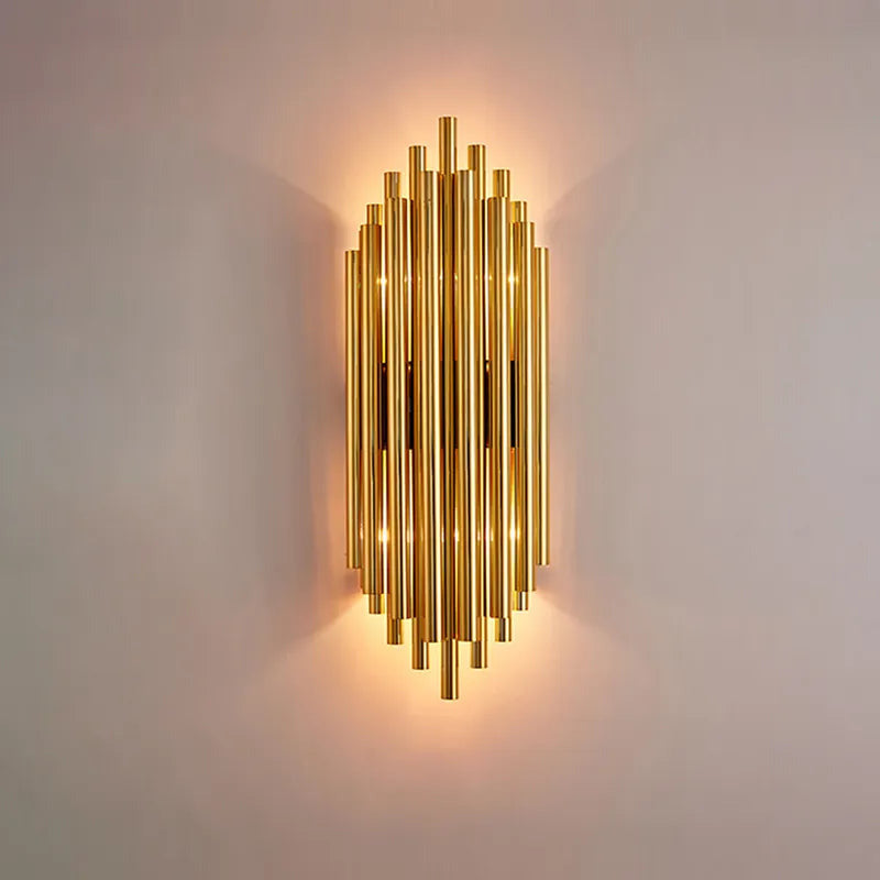 Glam Fluted Gold 2-Light Flush Mount Wall Lighting