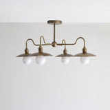 Four-Light Brass Chandelier with Brass Coolie Shades