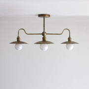 Four-Light Brass Chandelier with Brass Coolie Shades