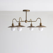 Four-Light Brass Chandelier with Coolie Shades