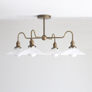 Four-Light Brass Chandelier with Coolie Shades
