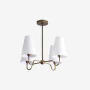 Four-Light Brass Chandelier with Linen Shades