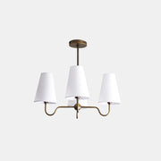Four-Light Brass Chandelier with Linen Shades