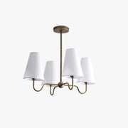 Four-Light Brass Chandelier with Linen Shades