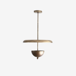 Four-Light Brass Disc Pendant Light with Dome Diffuser