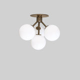 Four-Light Brass Sputnik Semi-Flush Chandelier