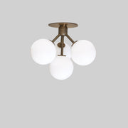 Four-Light Brass Sputnik Semi-Flush Chandelier