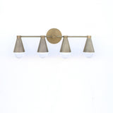 Four-Light Brass Wall Sconce with Cone Shades