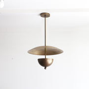 Four-Light Wide Brass Disc Pendant Light