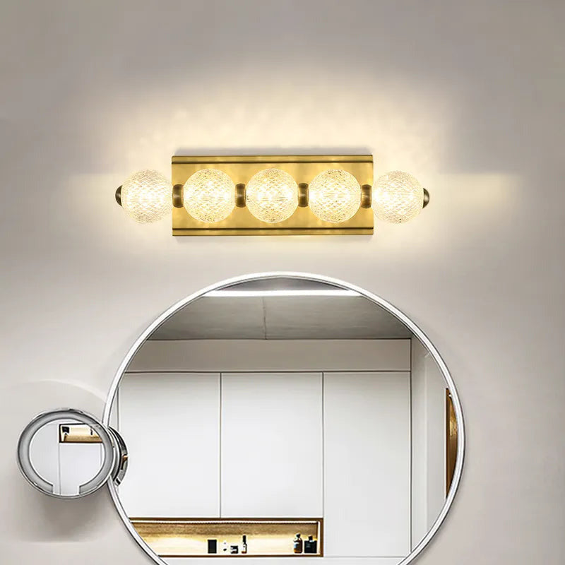 Clear Globe Acrylic 5-Light Gold Modern Vanity Lighting