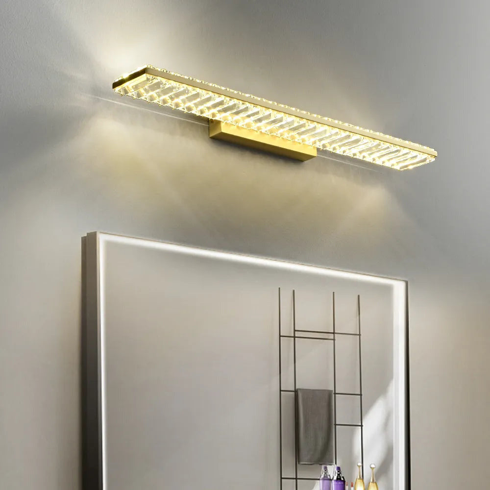 Glam Gold Metal & Crystal LED Bathroom Wall Sconces