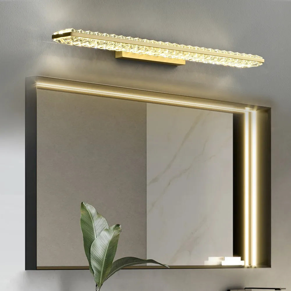Glam Gold Metal & Crystal LED Bathroom Wall Sconces