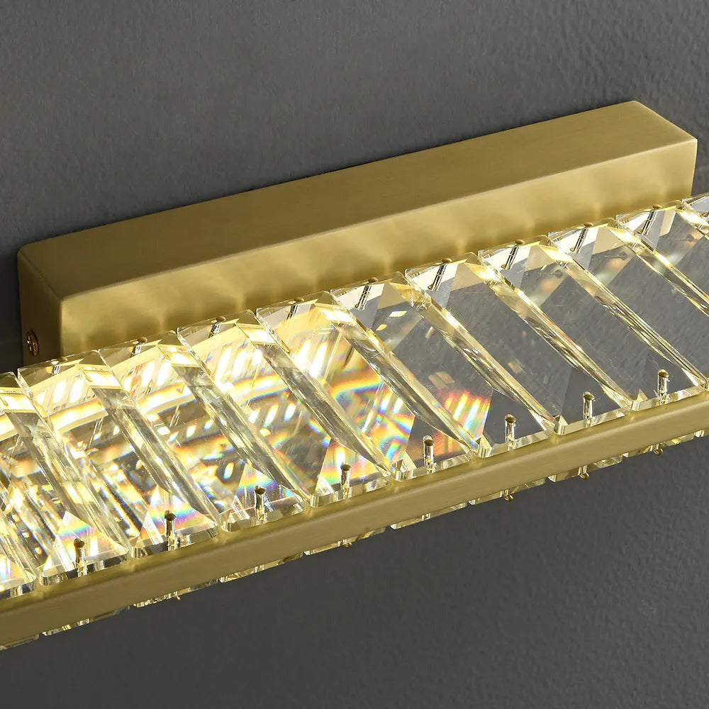 Glam Gold Metal & Crystal LED Bathroom Wall Sconces