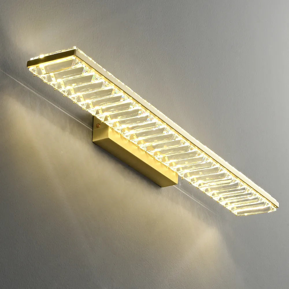 Glam Gold Metal & Crystal LED Bathroom Wall Sconces