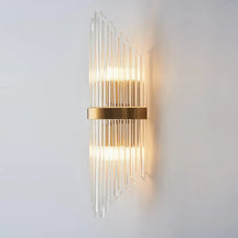 Striated Luxury Gold Clear Glass Shade LED Wall Lighting