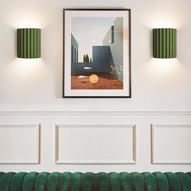 Green Half-Circle Resin 2-Light Modern Wall Sconces