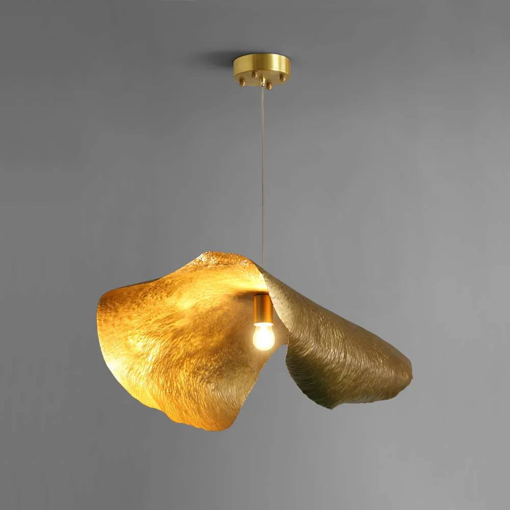 hammered-brass-pendant-light-with-leaf-shaped-shades-1