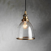Industrial Cloche Pendant Light in Antiqued Brass