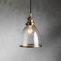 Industrial Cloche Pendant Light in Antiqued Brass
