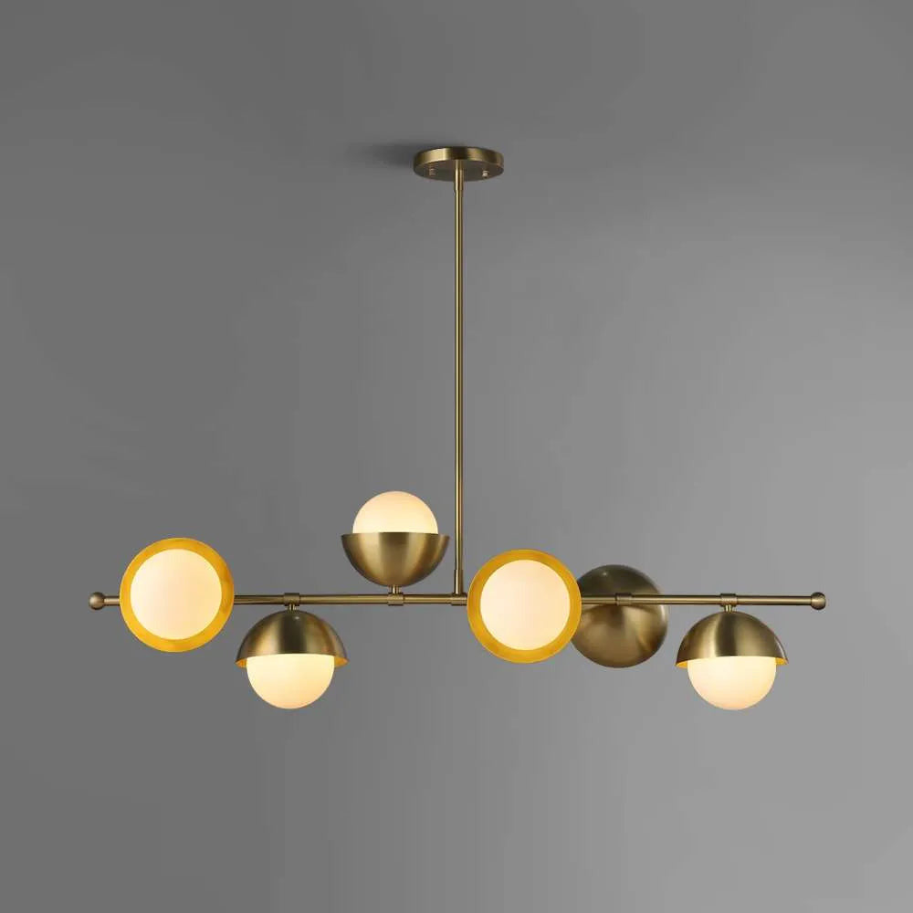 Verena Luxury Brass And Opal Glass Linear Chandelier