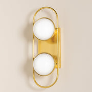 Lyra Aged Brass Globe Vanity Sconce
