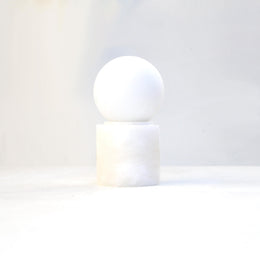 Mini Alabaster Table Lamp with Opal Glass Globe
