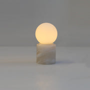 Mini Alabaster Table Lamp with Opal Glass Globe