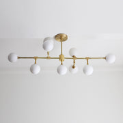 Nine-Light Brass Branch Chandelier