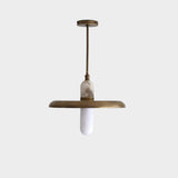 One-Light 18-Inch Brass Dome Pendant with Alabaster Cylinder Shade
