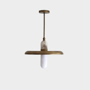 One-Light 18-Inch Brass Dome Pendant with Alabaster Cylinder Shade