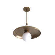 One-Light 18-Inch Brass Dome Pendant with Opal Glass Globe